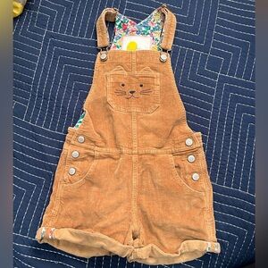 Mini Boden corduroy shorteralls short overalls with cat pocket size 7-8 years